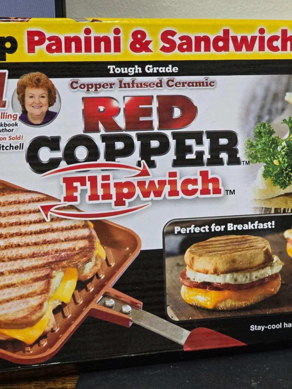 Red Copper Flipwich Stovetop Panini & Sandwich Maker Non-Stick Copper Ceramic